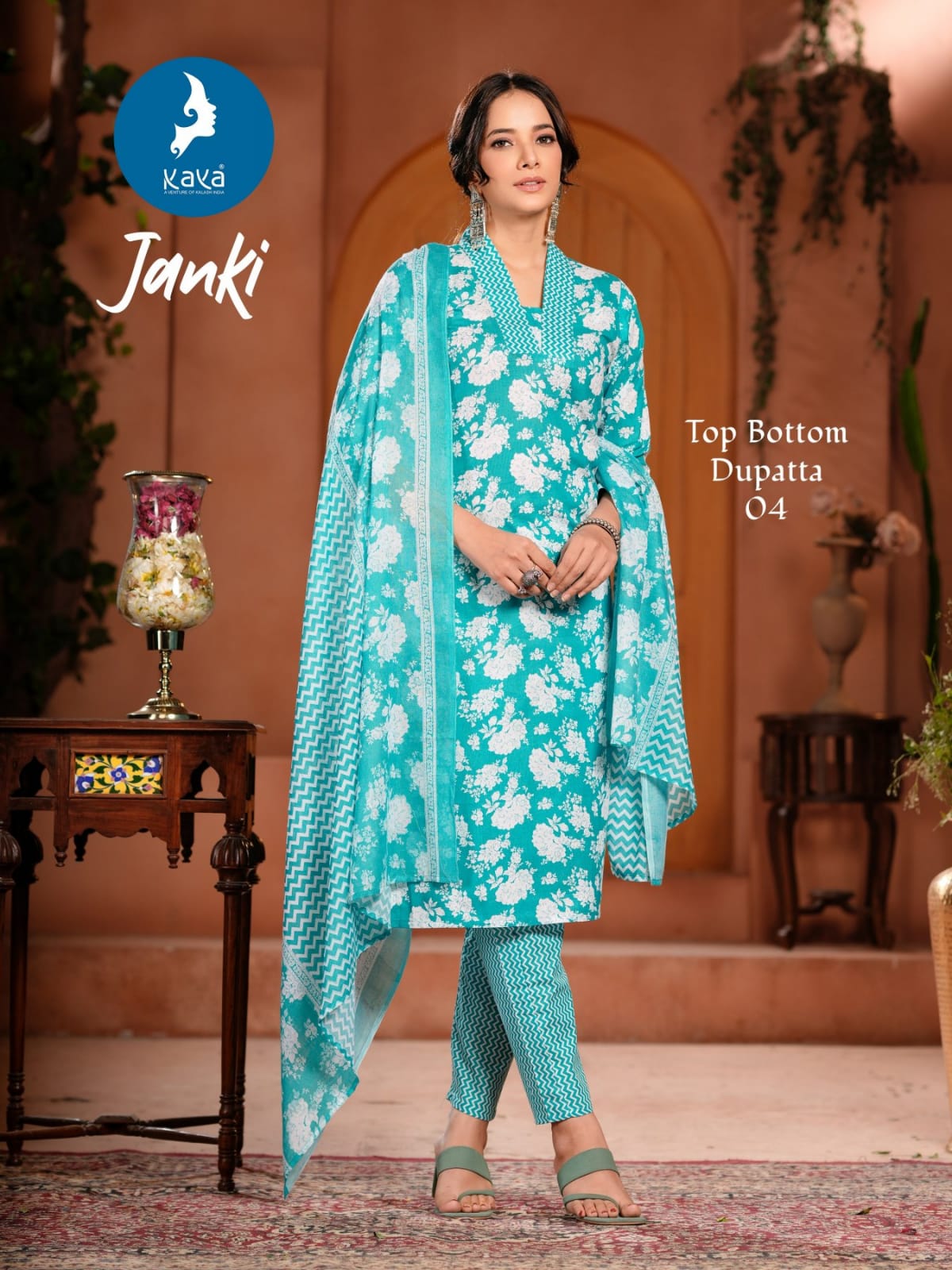 Janki By Kaya Cotton Printed Kurti With Bottom Dupatta Wholesalers In Delhi